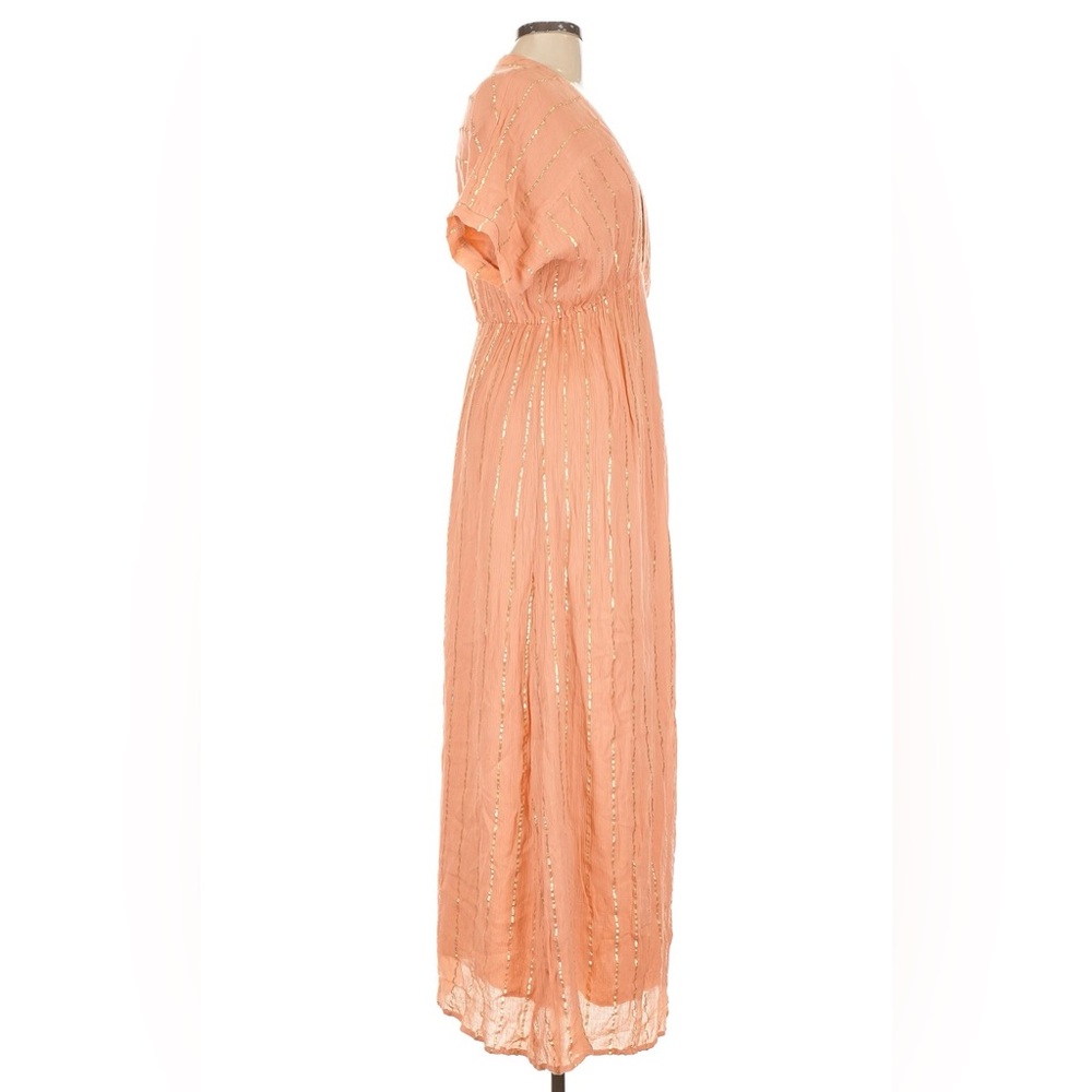NWT Lulus Goddess Vibes Rusty Rose Gold Striped Dolman Sleeve Maxi Dress | Large - Picture 7 of 9